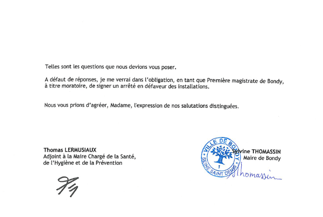 Lettre bondy ERDF 2